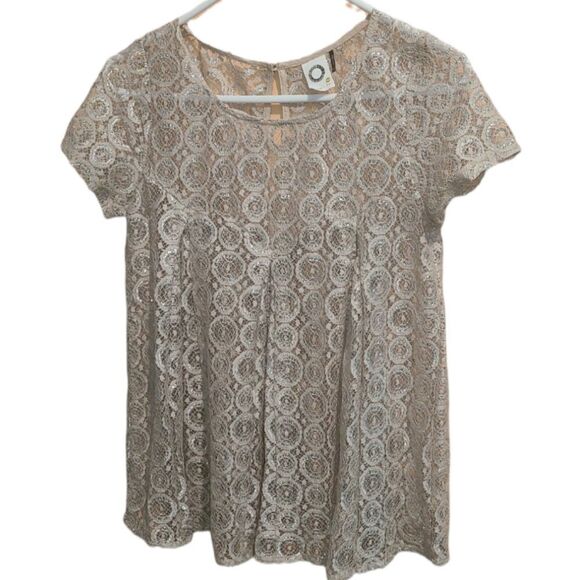 Anthropologie Akemi + Kim Cream Lace Swing Top - Picture 3 of 11